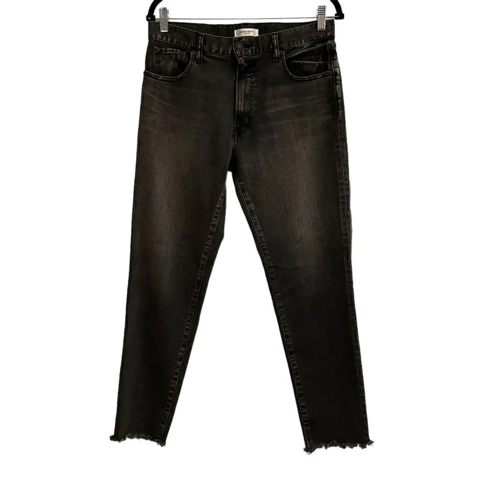 Moussy Vintage Stretch Freyed Distressed Hem Grey Charcoal Jeans Size 30